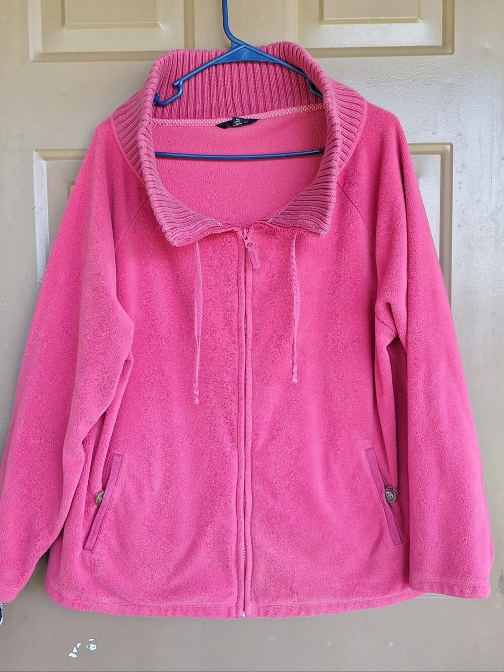 Landa End Womens 2X Pink Full Zip Fleece Jacket Pockets Plus Cozy Warm Soft